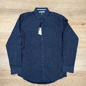 NWT Steel Jelly Mens Long Sleeve Button up Shirt Classic Blue Pattern Size Small